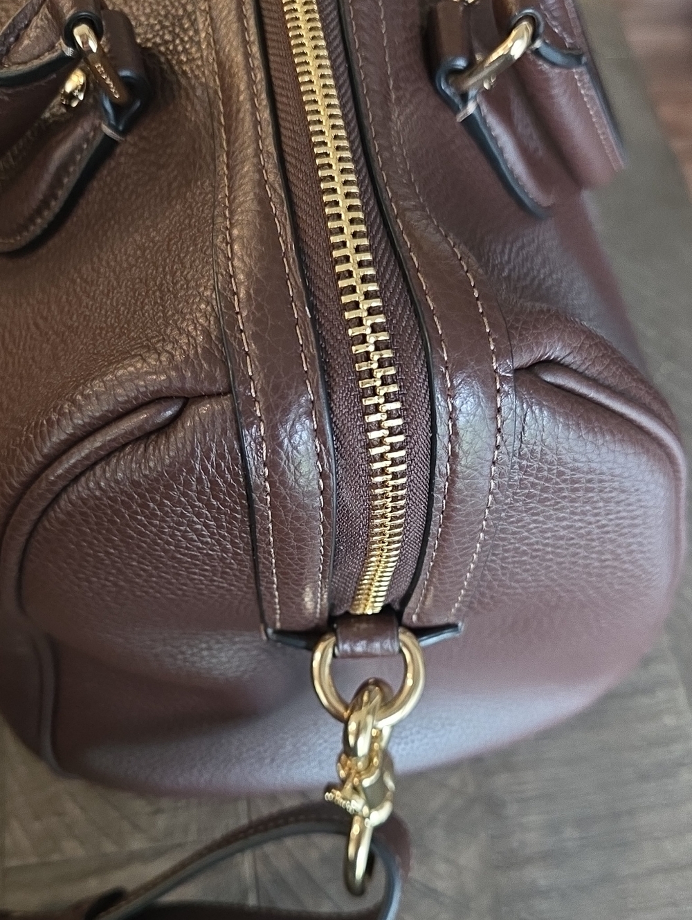 COACH Rowan Satchel in Chocolate Brown with Gold Hardware - Picture 8 of 15